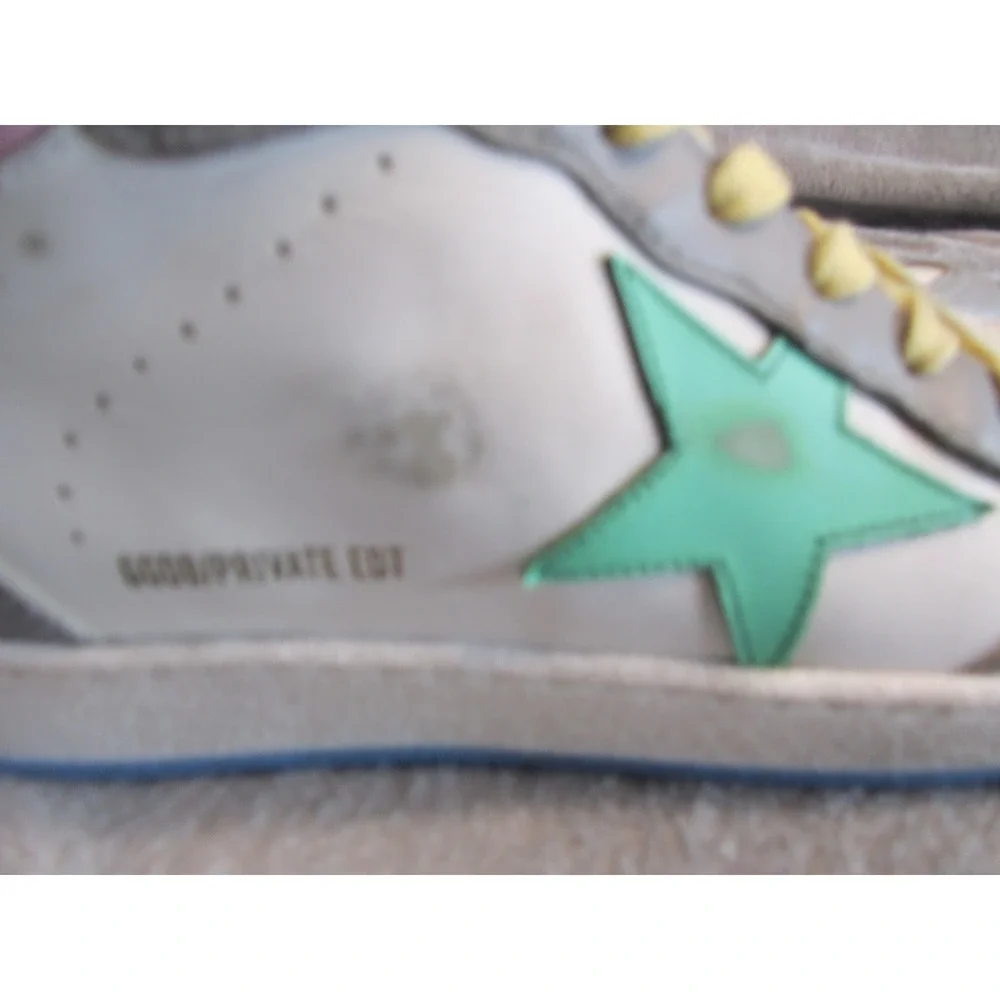 Golden Goose Sky-Star High Top Sneakers White Grey Mint Green Pink Womens - Picture 5 of 13